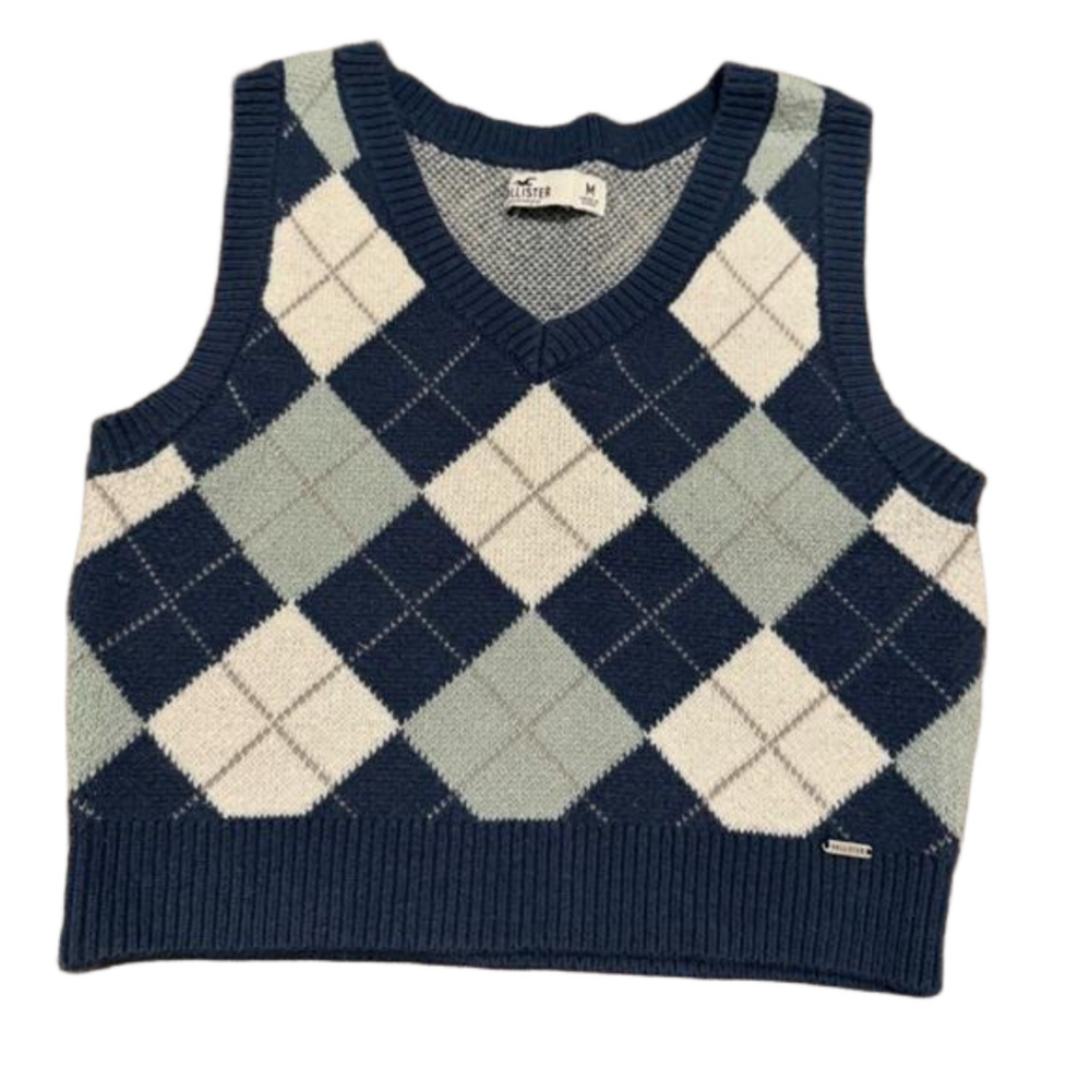Hollister Cropped Quilted Sweater Vest Size Medium